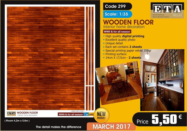 Wooden Floor #2 - 1/35 scale - 2 sheets