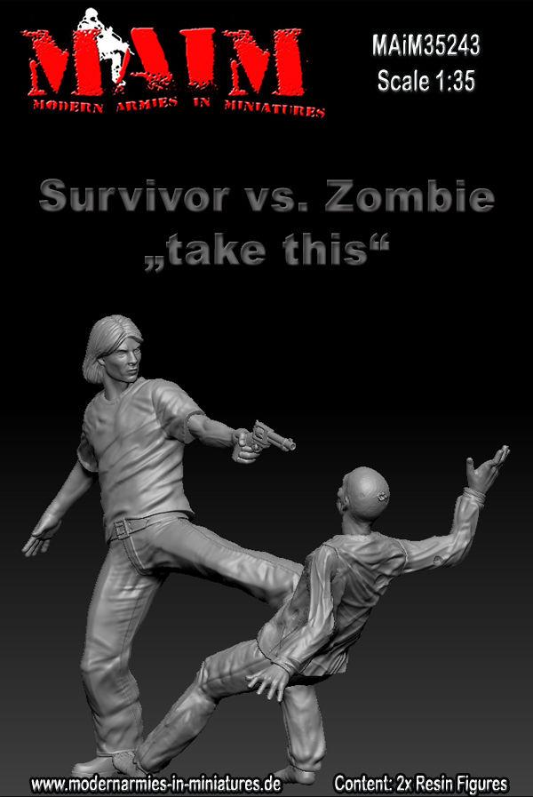 1/35 Scale Resin kit Survivor shoots Zombie (2 Figures)