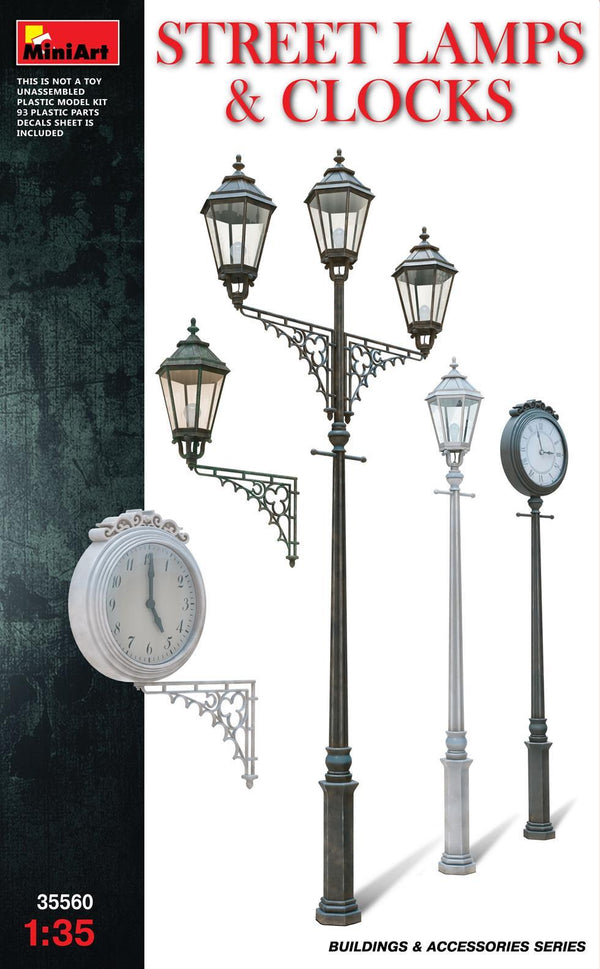 1/35 Scale resin model kit  Street lamps and clocks