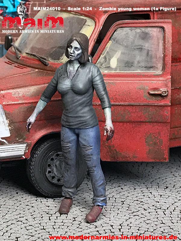 1:24 Scale Zombie - young girl / 1:24 - 75mm