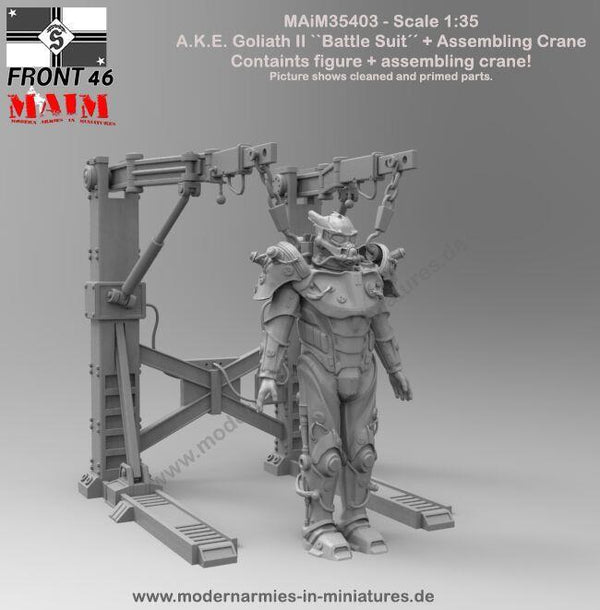 1/35 scale 3D printed kit A.K.E. Goliath II Battle Suit + Assembling Crane -Front46-