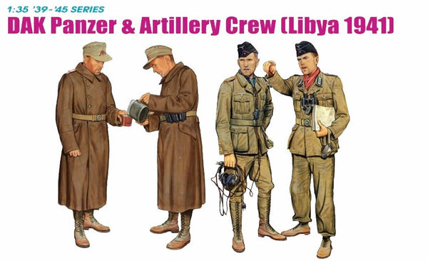 Dragon 1/35 scale WW2 GERMAN DAK PANZER & ARTILLERY CREW (LIBYA 1941)