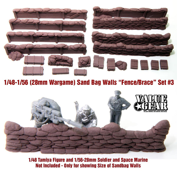 1/48 Scale resin model Sandbag Walls "Fence/Bracing" Set #3