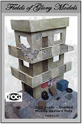 FoG Models 1/35 Scale Shelled high rise flat block Modern Diorama and base