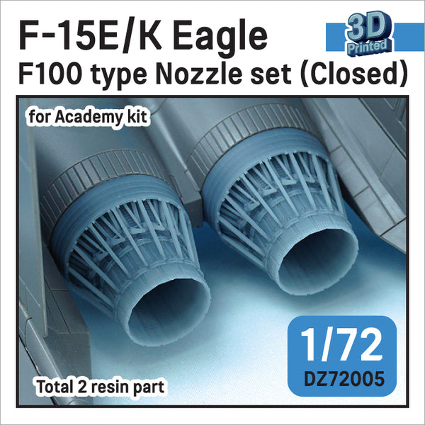 DEF models 1/72 3D printed Nozzle set for Aircraft F-15E/K Eagle F100 type Nozzle set - Closed (for Academy 1/72) Sept.2022