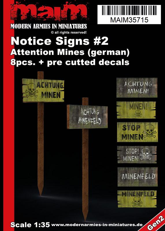 MaiM 1/35 scale 3D printed Achtung Minen - Notice Signs / 1:35