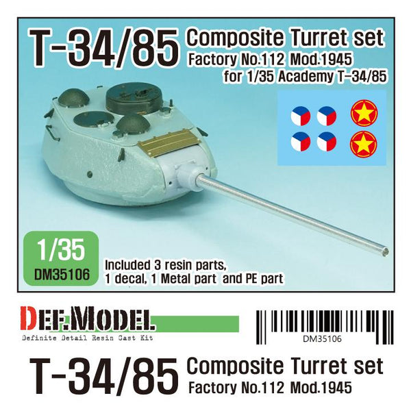 DEF models T-34/85 Fac no.112 Mod.1945 Turret set (for Academy T-34/85 Factory No.112) 1/35 scale