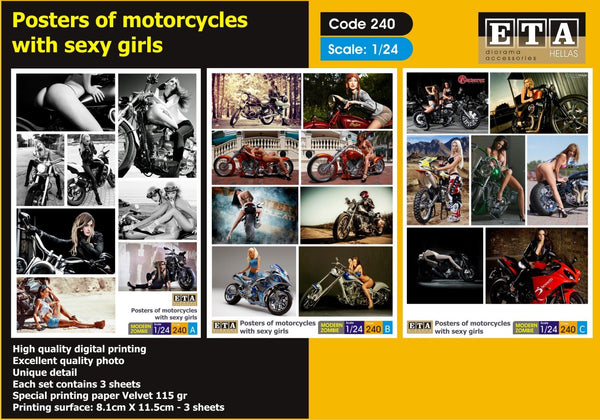 1/24 Posters of motorcycles with sexy girls