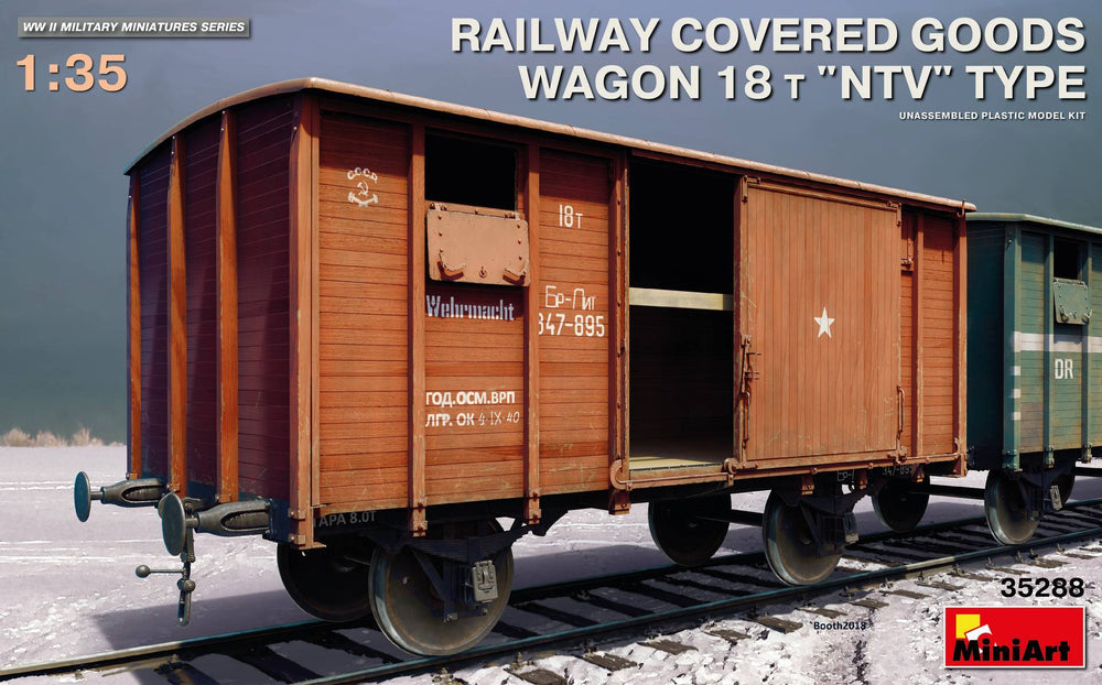 Miniart 1/35 scale model kit - Covered Goods Wagon (Railway) 18t NTV Type