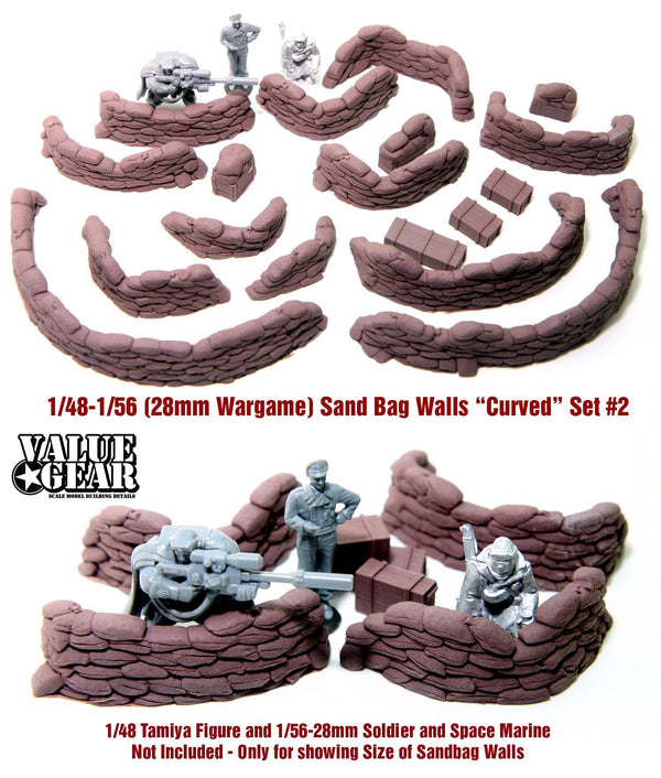1/48 Scale resin model Sandbag Walls "Curved" Set #2