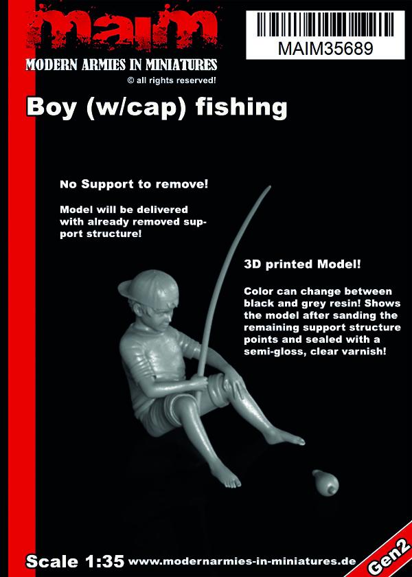 MaiM 1/35 scale 3D printed Boy(w/cap) fishing / 1:35