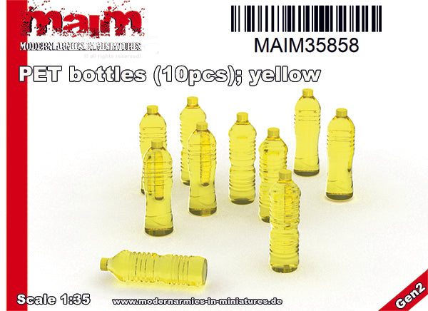 MaiM 1/35 scale Bottles of PET Water Yellow 5 x 2 (set of 10)