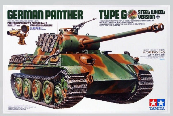 Tamiya 1/35 scale WW2 German Panther G tank with Steel Wheels model kit