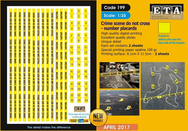1/35 scale Crime Scene Do not cross - number placards