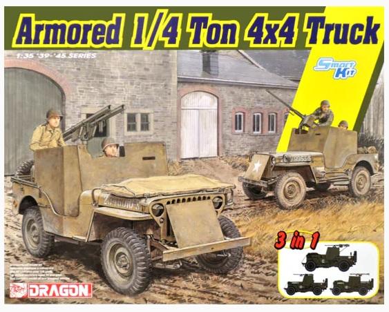 Dragon 1/35 ARMORED 1/4 TON 4X4 TRUCK W/.50 CAL MACHINE GUN (3 IN 1)