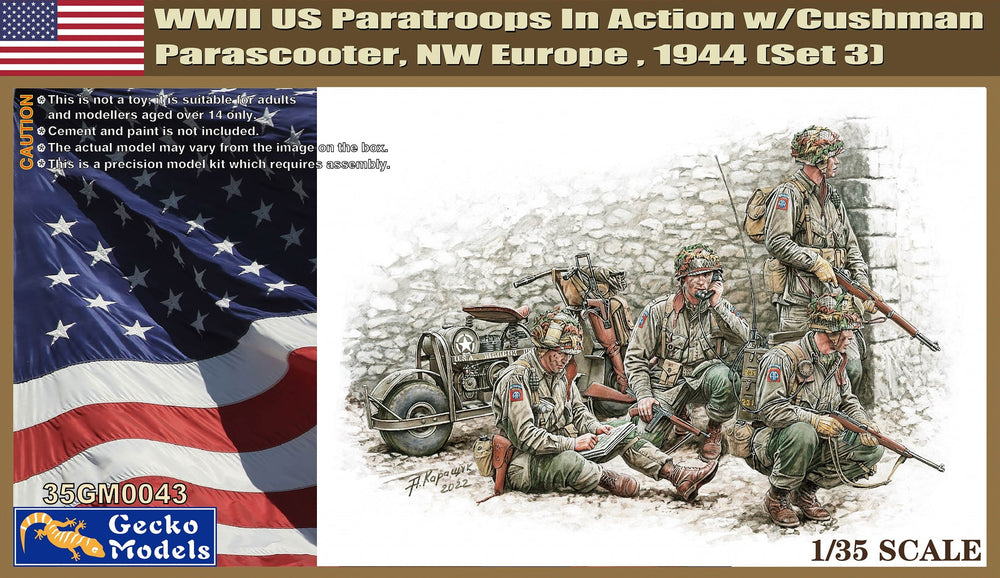 Gecko 1/35 scale WWII US Paratroops w-Cushman Parascooter, NW Europe,1944 (set 3)