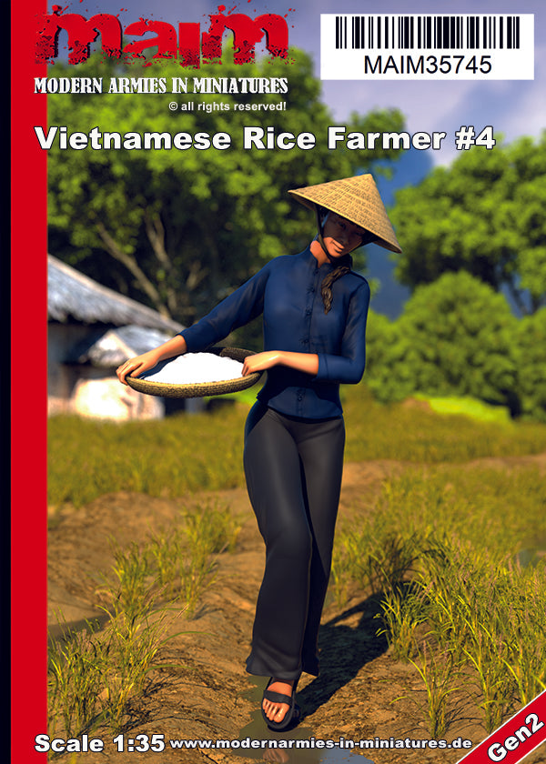 1/35 scale 3D printed model kit - Vietnamese Woman with rice basket (with hat)