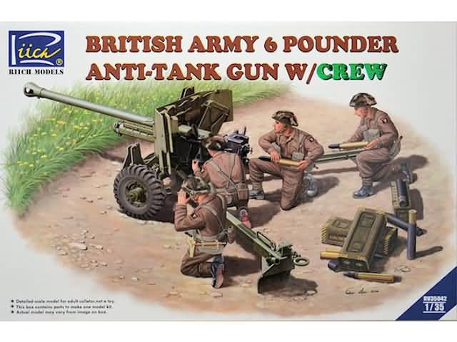 RIICH 1/35 WW2 British 6 pounder M2 carriage + 4 Figures