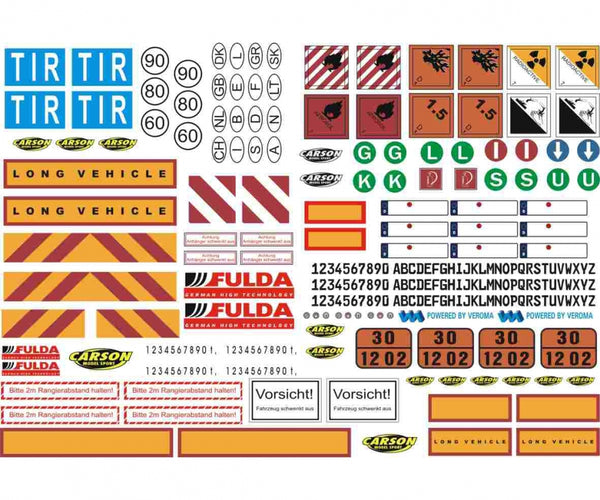 CARSON R/C 1:14 Sticker-Sheet Truck Caution-Signs