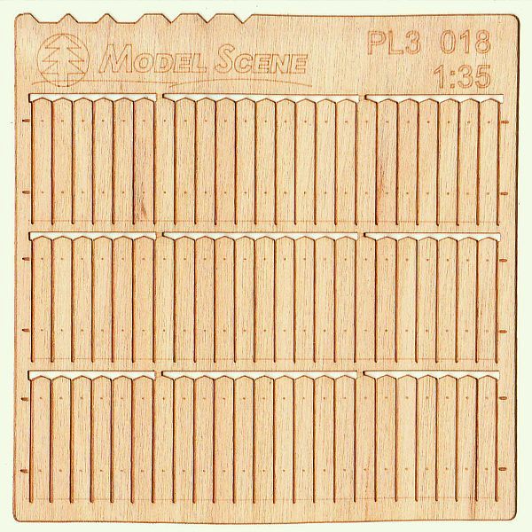 Model Scene - WOODEN FENCES 1:35 Stockade Privacy Fence