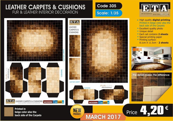 Leather Carpets & Cushions - 1/35 scale - 3 sheets