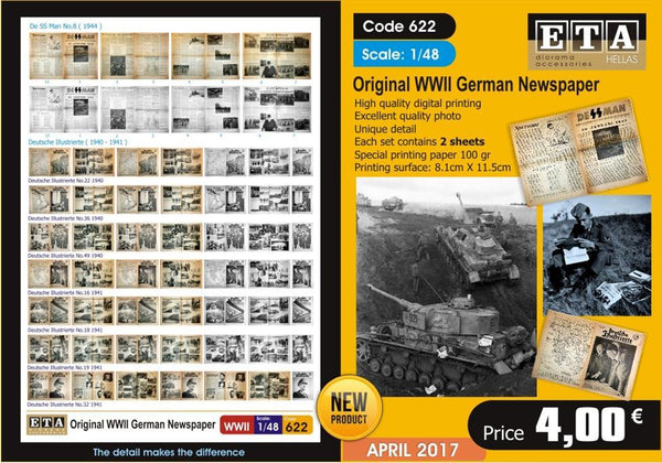 Original World War II German Newspaper - 1/48 scale