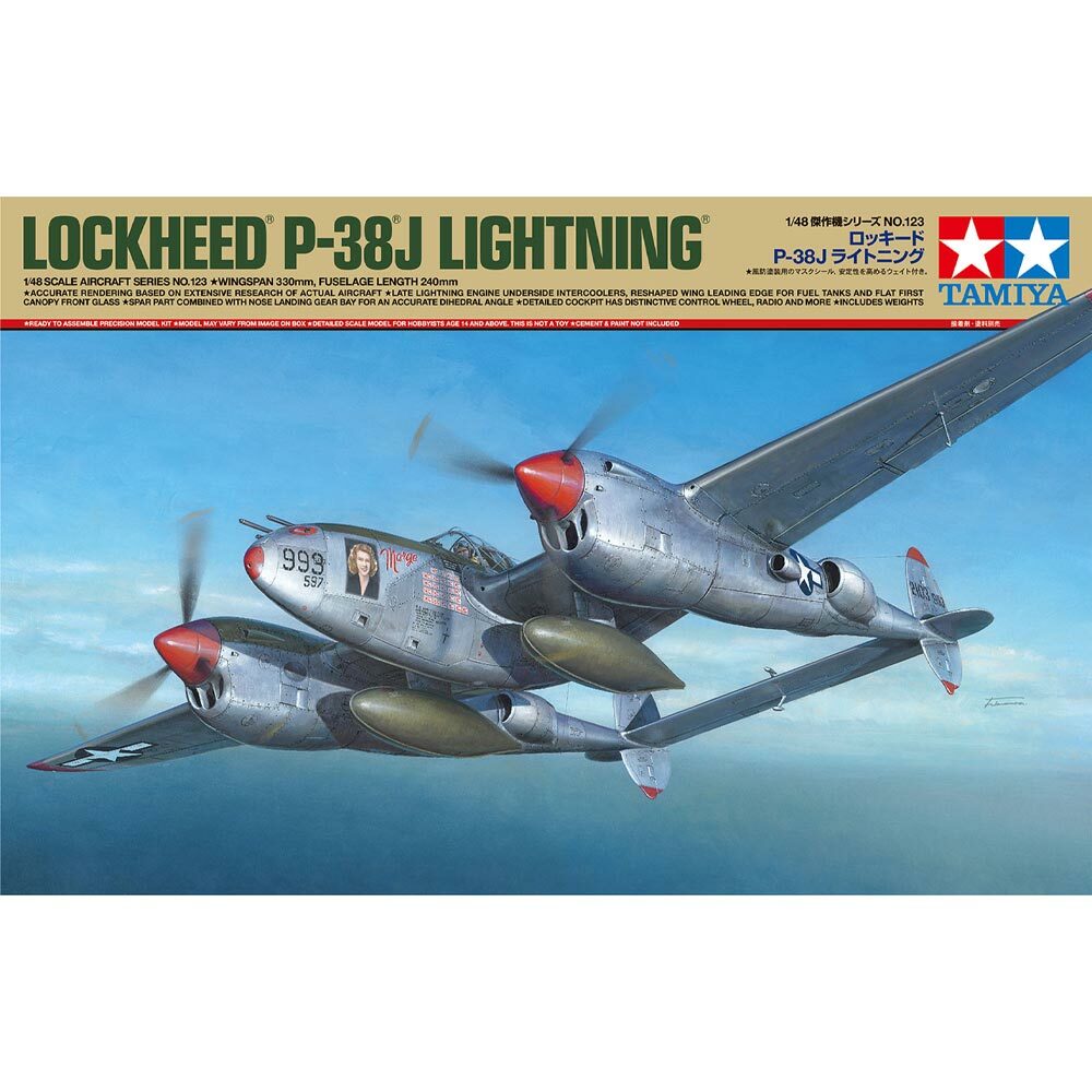Tamiya 1/48 Scale AIRCRAFT WW2 USAA Lockheed P-38 J Lightning model kit