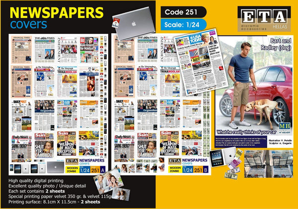 1/24 Scale Newspapers - covers / pages