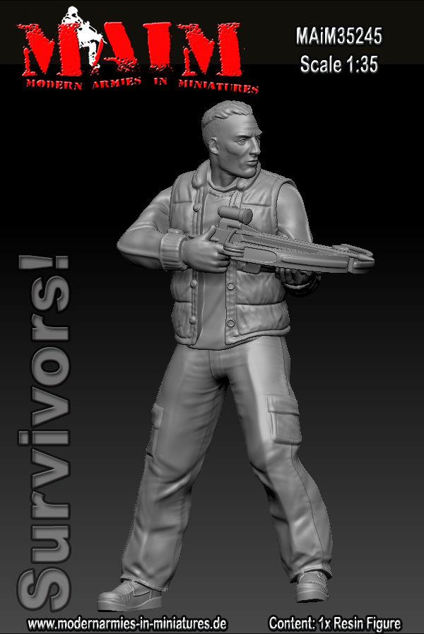 1/35 Scale Resin kit Zombie Survivor with Crossbow