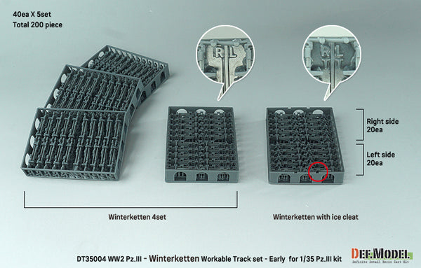 DEF Models 1/35 WW2 Pz.III/IV 40cm Workable Track set - Winterketten (for 1/35 Pz.III kit)