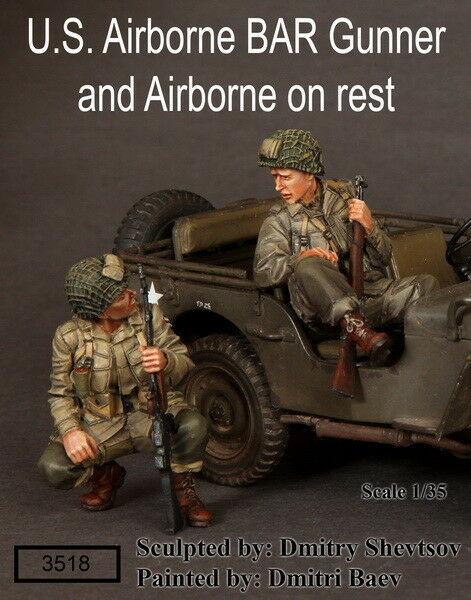 1/35 Scale resin kit U.S.Airborne BAR Gunner and Airborne on rest Figures