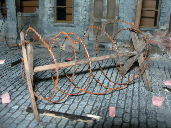 1/35 Scale Barbwire barrier - laser cut wood and wire kit