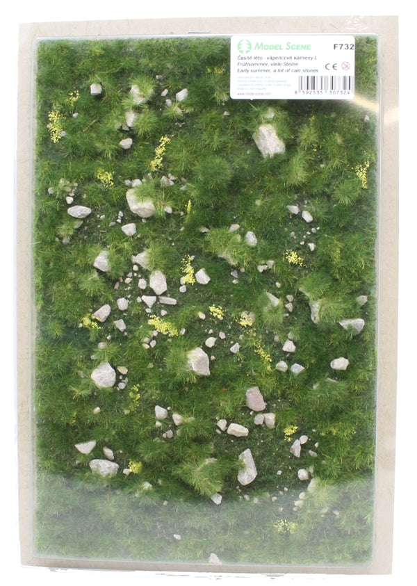 Model Scene - GRASS MATS WITH CALC-STONE (18x28cm) Early summer, a lot of calc stones