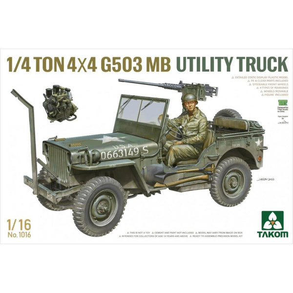Takom 1/16 Scale US Army 1/4 Ton Utility Truck & Driver