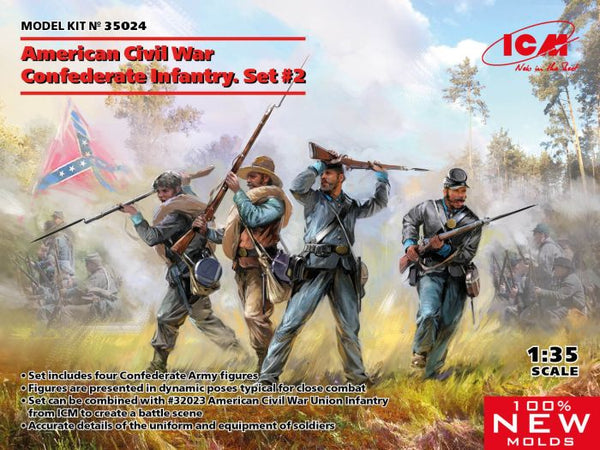 ICM 35024 American Civil War Confederate Infantry Set No.2 1:35 Model