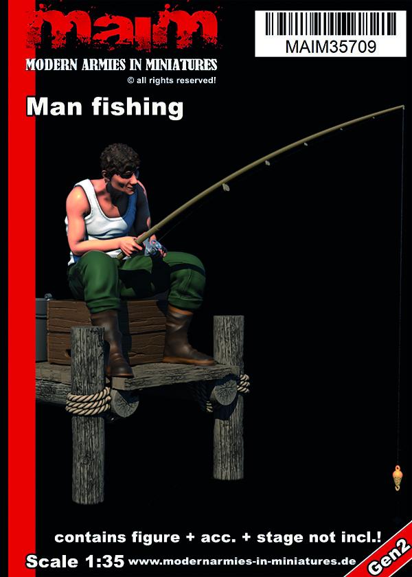 MaiM 1/35 scale 3D printed Man fishing / 1:35