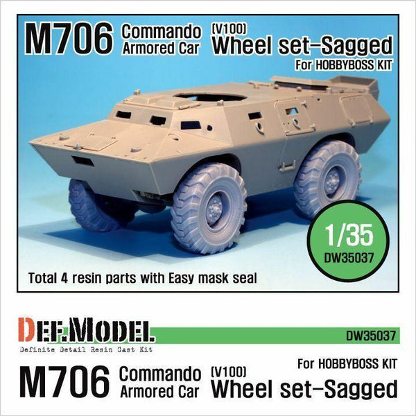 U.S M706(V100) Commando sagged wheel set (for Hobbyboss 1/35)