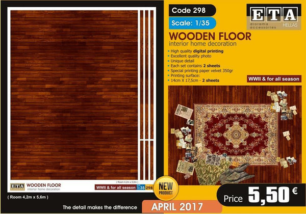 Wooden Floor #1 - 1/35 scale - 2 sheets