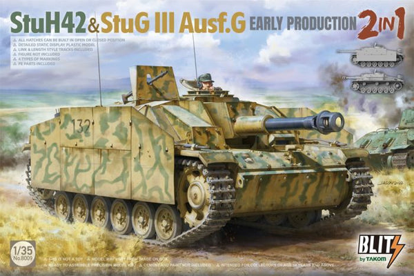 Takom 1/35 StuH 42 & StuG III Ausf G Early Prodution 2 in 1 Blitz Kit # 08009