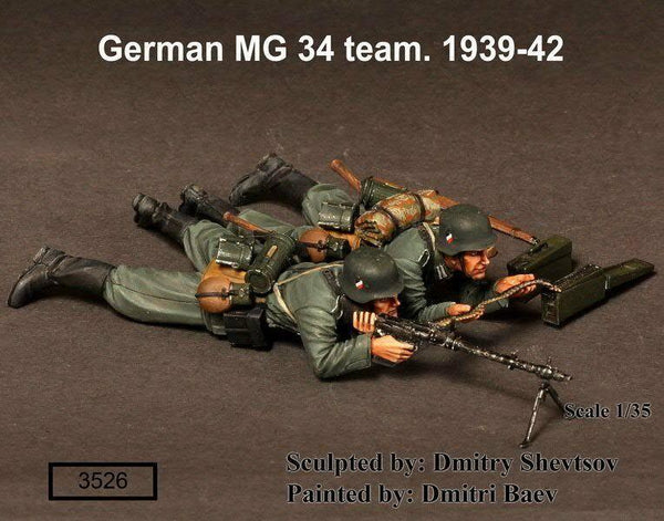 1/35 Scale WW2 German Machine Gunner MG 34 Team 1939-42