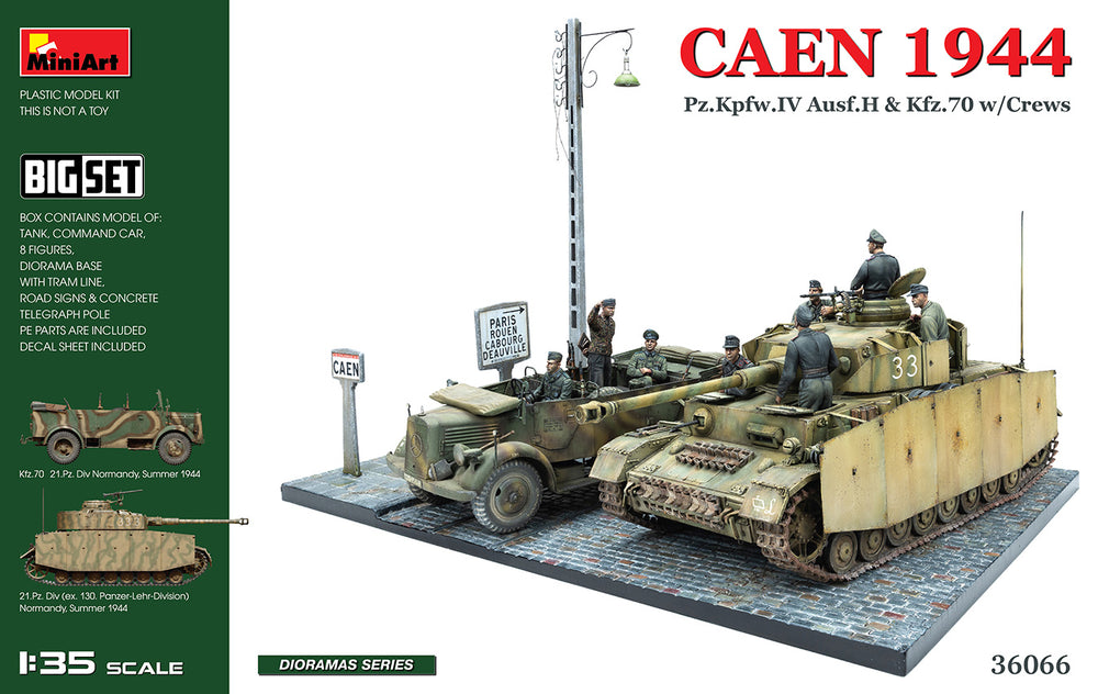 Miniart 1/35 CAEN 1944 Pz.Kpfw.IV Ausf.H & Kfz.70 w/CREWS. BIG SET