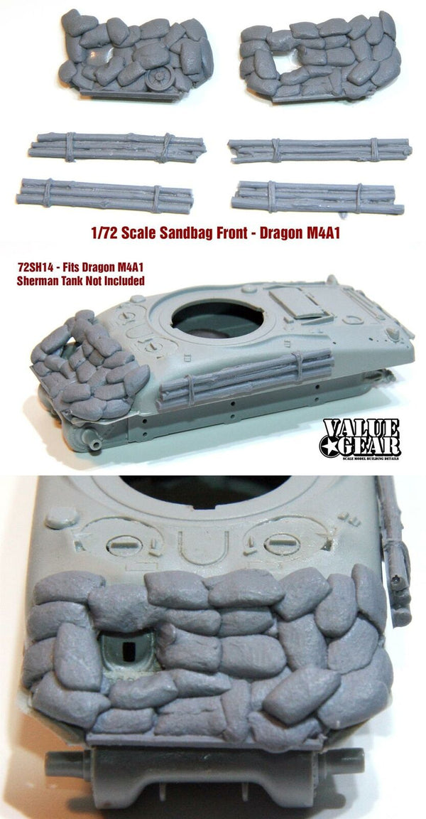 1/72 scale resin model 72SH14 Sandbag Fronts/logs For Sherman M4A1 V1 (Dragon Kits)