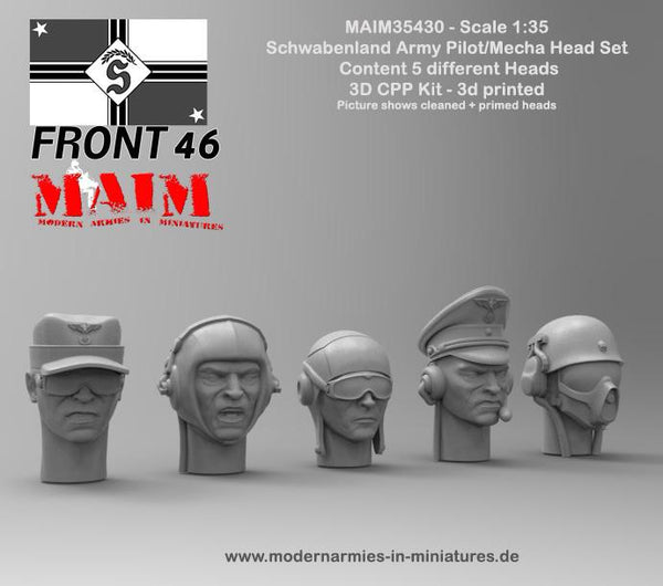 1:35 scale 3D printed model kit Schwabenland Army Pilot/Mecha Head Set (5pcs) / 1:35