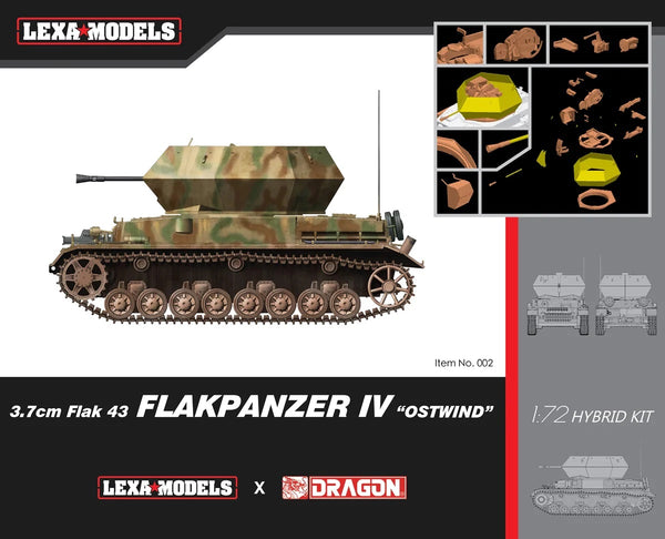 DRAGON D7535 1/72 3.7CM FLAK 43 FLAK PZR IV OSTWIND (LEXA)