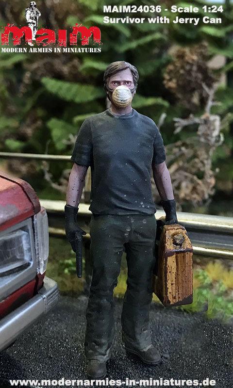 1:24 Scale Post Apocalyptic Man with jerry can / 1:24 - 75mm