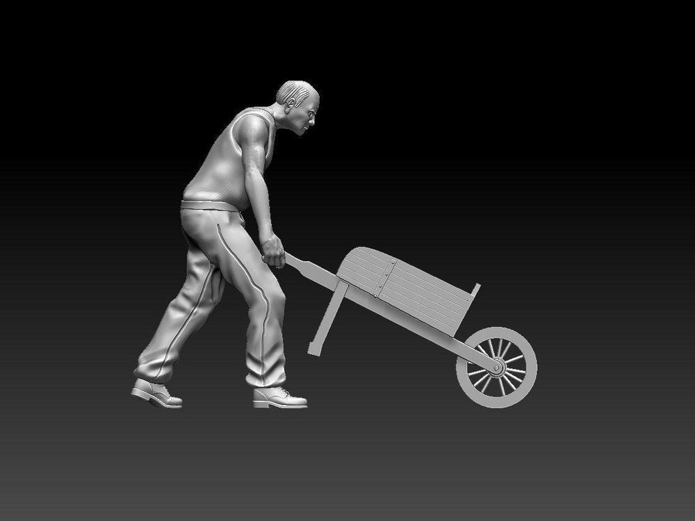 Homefront 1/35 scale 1940's era man pushing barrow