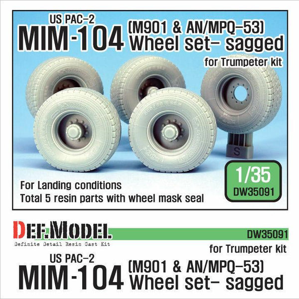 1/35 Scale resin model kit US M901 AN/MPQ-53 Trailer Wheel set Sagged (for Trumpeter)
