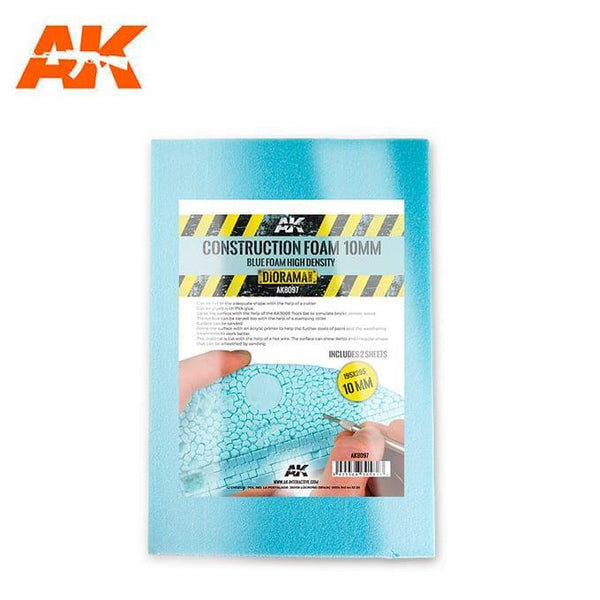 AK Interactive - construction foam 10mm blue foam high density 195x295mm includes 2 sheets