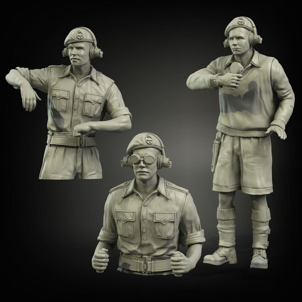 1/35 scale resin figure kit WW2 British RAC North Africa early tank crew (3 figures)