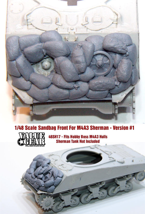 1/48 scale resin model 48SH17 Sandbag Fronts For M4A3 Version 1 - Hobby Boss M4A3 Kits